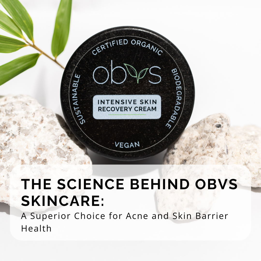 Discover Obvs Skincare’s organic Intensive Skin Recovery Cream for acne-prone skin. Natural ingredients like shea butter and zinc oxide heal science-backed!