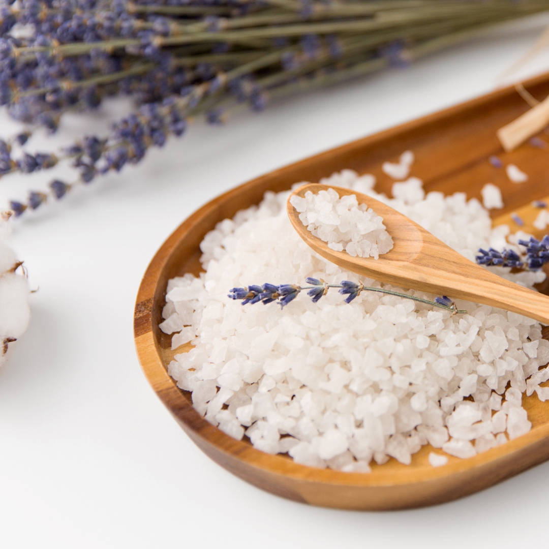 Relaxing Bath Salts. Designed to promote deep relaxation, these bath salts combine the calming power of magnesium-rich Dead Sea salt, the soothing benefits of organic gluten-free oat flour, and the gentle touch of organic arrowroot powder. Infused with the calming aroma of organic lavender essential oil, this luxurious blend transforms your bath into a tranquil retreat, helping you unwind and drift into a peaceful slumber.