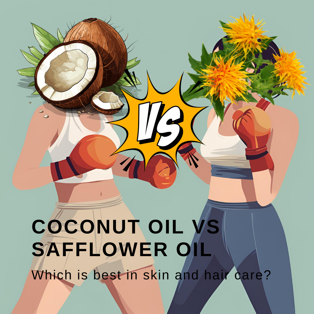  Safflower oil vs coconut oil: Coconut oil is great in soap but clogs pores on skin. Safflower oil hydrates, reduces inflammation, and won't clog pores. Discover the difference with Obvs Skincare! #saffloweroil #coconutoil #skincare