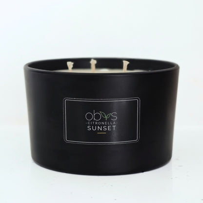 Citronella Sunset Candle  24 oz natural coconut & rapeseed wax, 3 wicks, long burn, subtle citrus aroma & safe insect repellent.