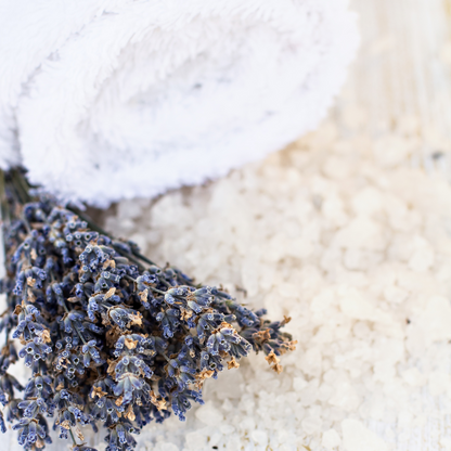 Relaxing Bath Salts. Designed to promote deep relaxation, these bath salts combine the calming power of magnesium-rich Dead Sea salt, the soothing benefits of organic gluten-free oat flour, and the gentle touch of organic arrowroot powder. Infused with the calming aroma of organic lavender essential oil, this luxurious blend transforms your bath into a tranquil retreat, helping you unwind and drift into a peaceful slumber. 