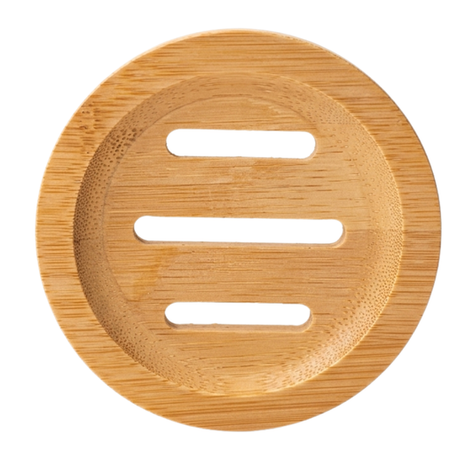 Minimalist 8cm x 8cm wooden soap dish with engraved Obvs logo, designed to hold an Obvs soap bar.