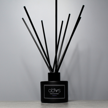 A collection of eco-luxury diffusers with natural reeds and refined, essential oil blends, bringing a subtle, sophisticated scent to any room while enhancing a sustainable, elegant home atmosphere.