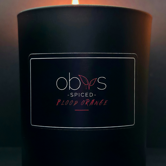 Spiced Blood Orange Halloween candle with blood orange, cinnamon, clove & cedarwood. Natural wax, cosy nights in, spooky autumn vibes