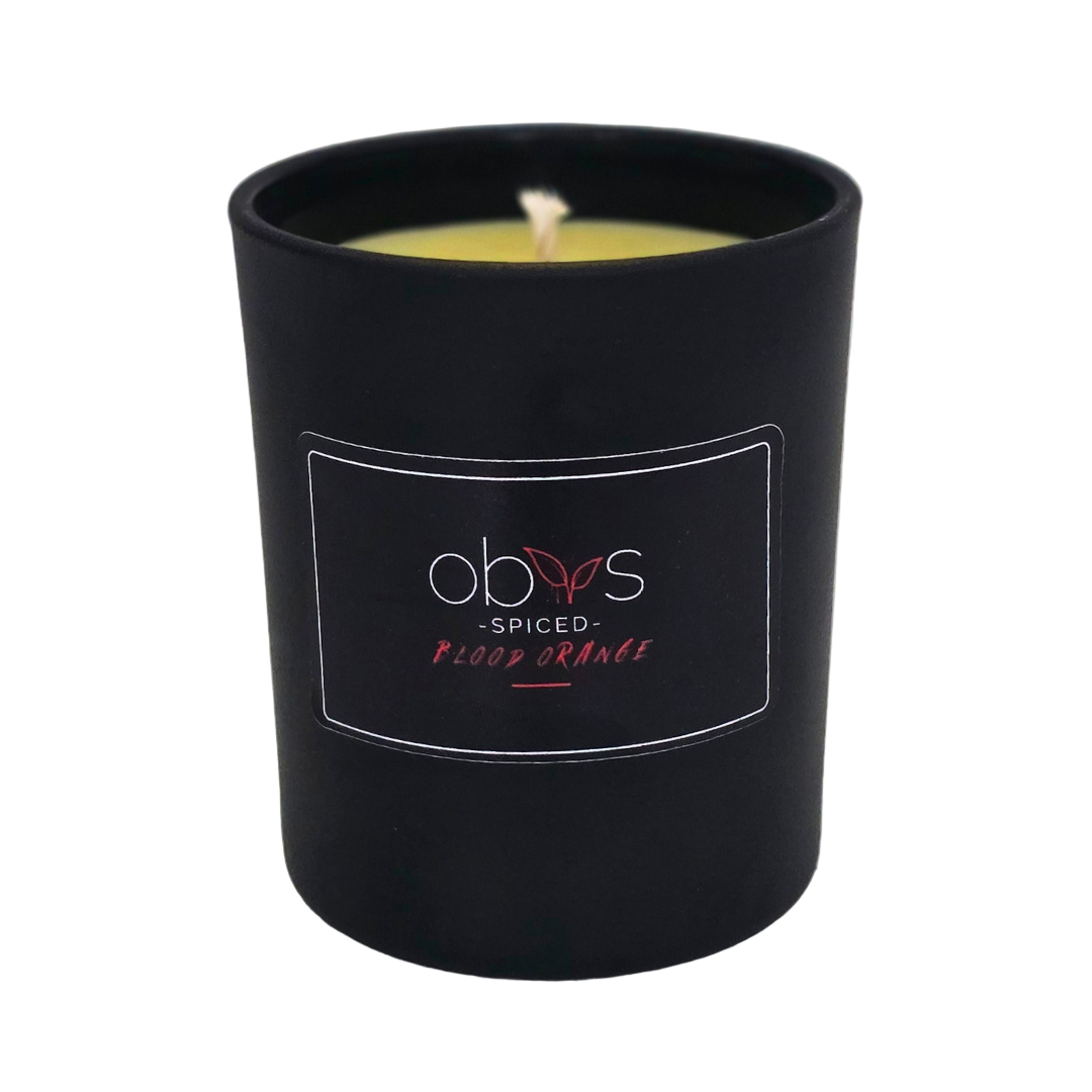 Spiced Blood Orange Halloween candle with blood orange, cinnamon, clove & cedarwood. Natural wax, cosy nights in, spooky autumn vibes